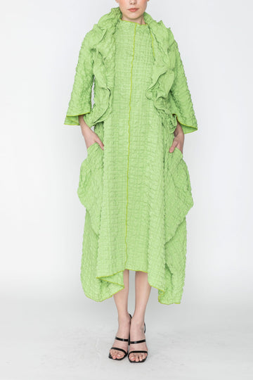 Apple Bubble Check Ruffle Open Jacket